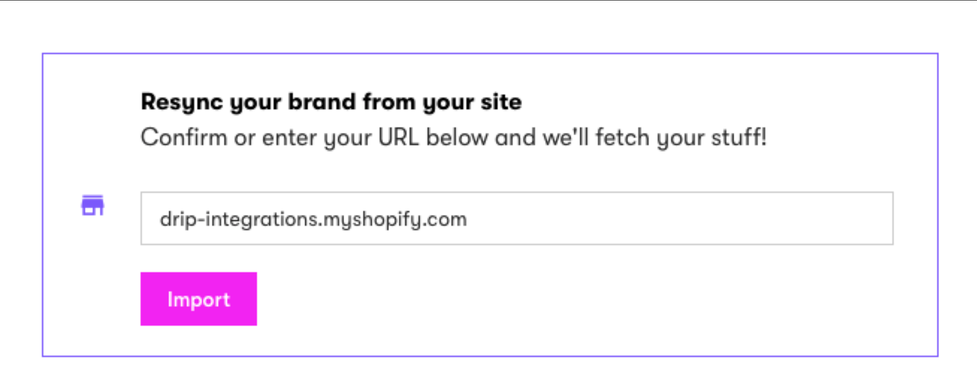 Resync brand logo, colors, and fonts with website URL and clicking Import button in Brand assets page
