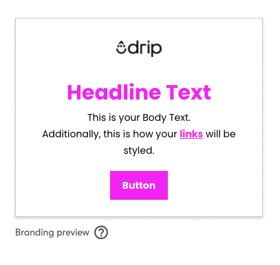 Brand styling preview of fonts and colors from Brand assets page