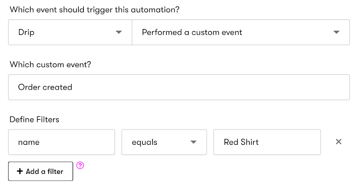 Add a Filter value to a Performed Custom Event trigger in an automation