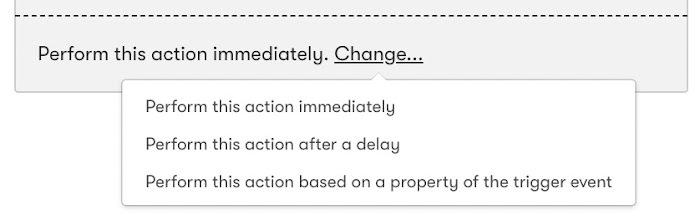 Scheduling option to select when an action should be performed in a Rule