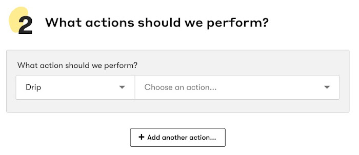 Action box to specify the Action(s) to perform in a Rule