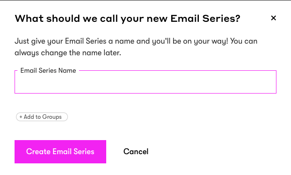 Naming your email series when you Create an Email Series