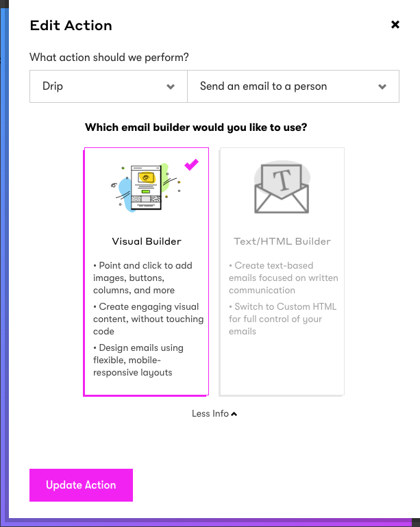 Email builder preferences in an automation
