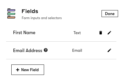 Embedded Form Fields settings