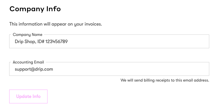 Invoice settings found in Billing - Payment history