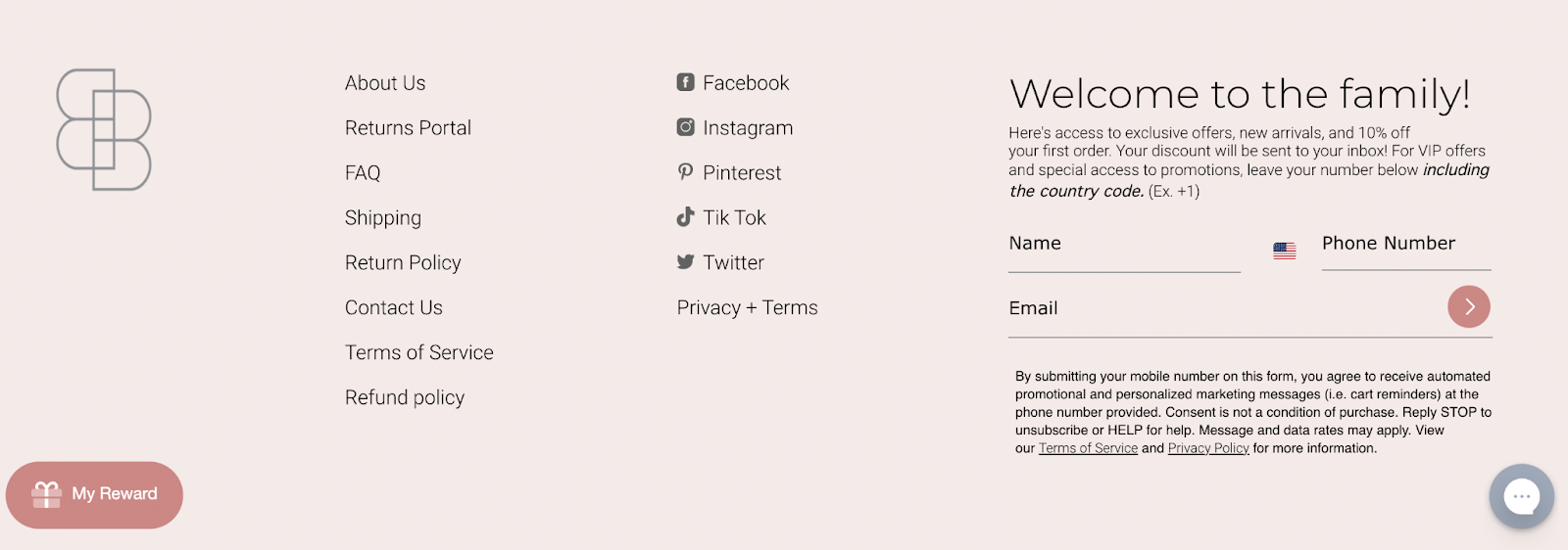 Build Your SMS List - Embedded Forms in website footer