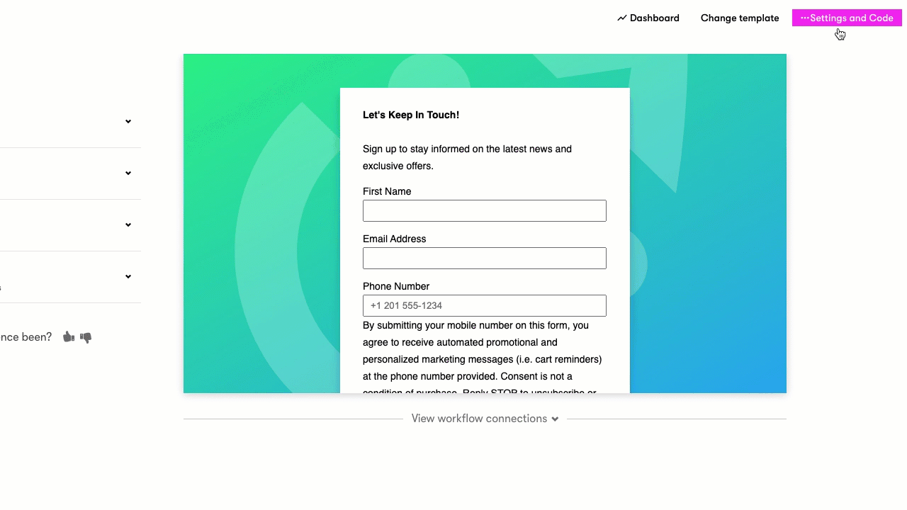 Embedded Forms builder Settings and Code