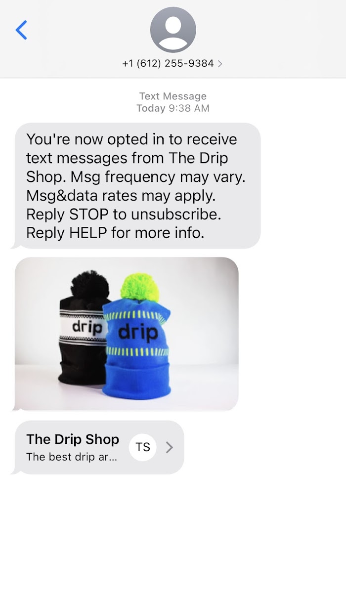 Contact Cards - SMS message for iOs Users example