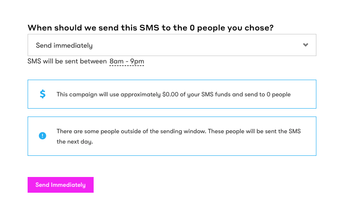 Send an SMS Campaign - Schedule Campaign Send