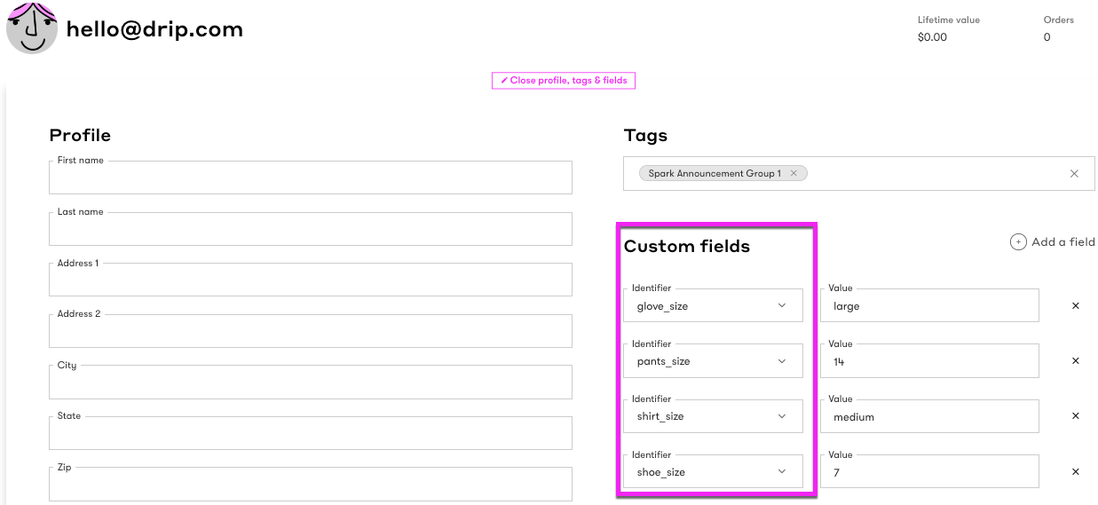 Custom Fields identifiers in a person's profile