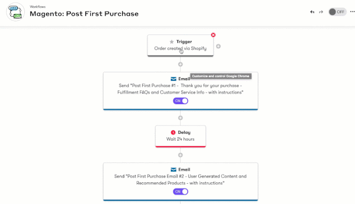 An example on how to add a trigger from your Ecommerce platform in a workflow