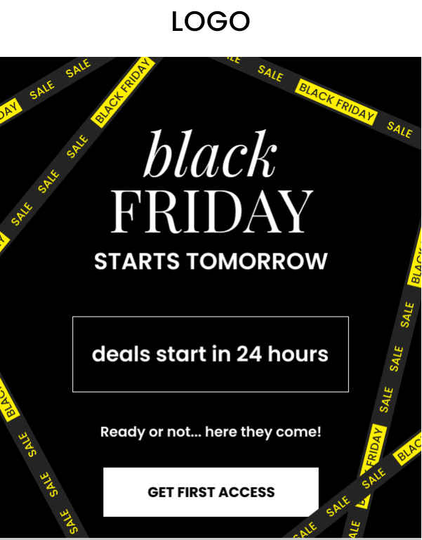 Pre Black Friday email template example