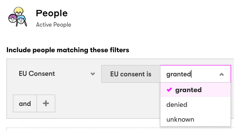 Segment to find people who have EU consent Accepted, Denied, or Unknown status