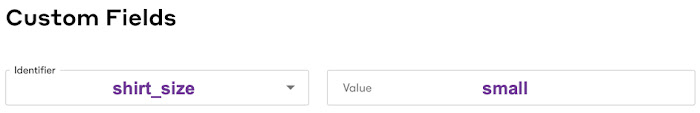 Custom field showing the property shirt_size and value small found in a person profile.