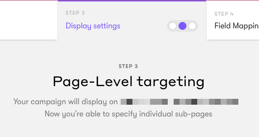 Image showing where to find the page-level targeting in the display settings