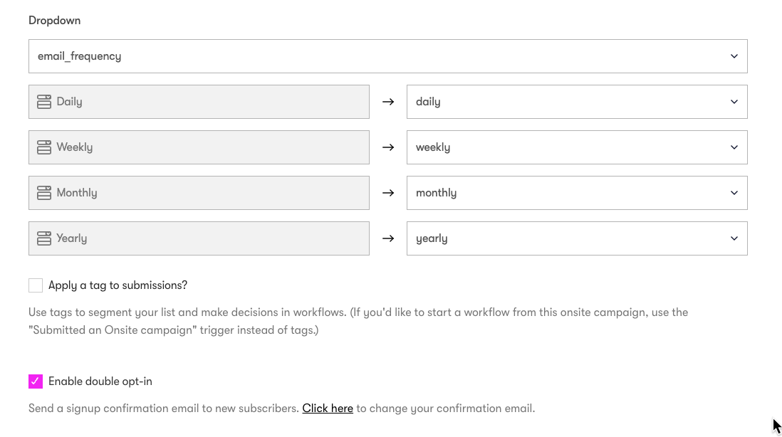 image showing where you can set the dropdown custom field