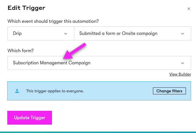 image showing how to choose the OnSite form in the workflow trigger
