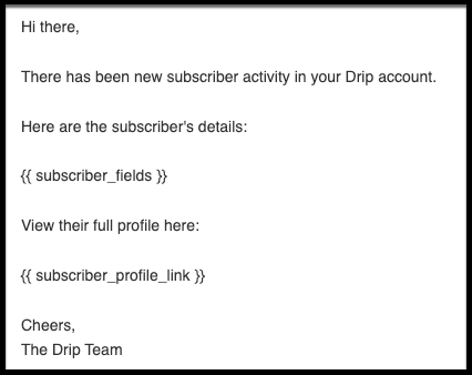 Internal notification text in a Rule
