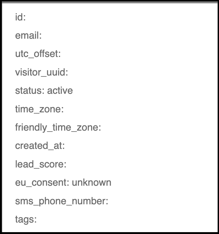 Subscriber fields output from an internal notification text email