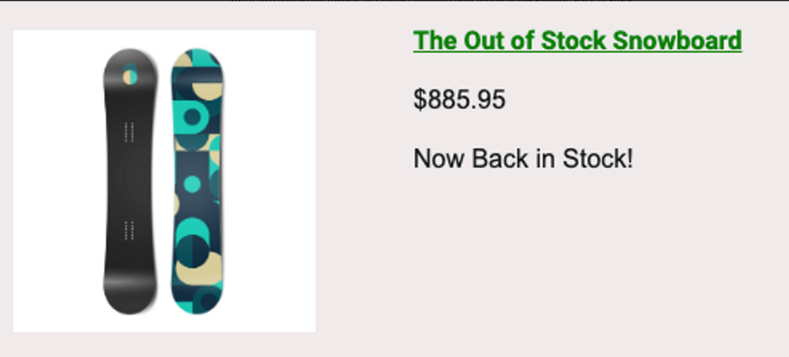 Product Block from the Back in Stock notification email with the message of the product being back in stock.png