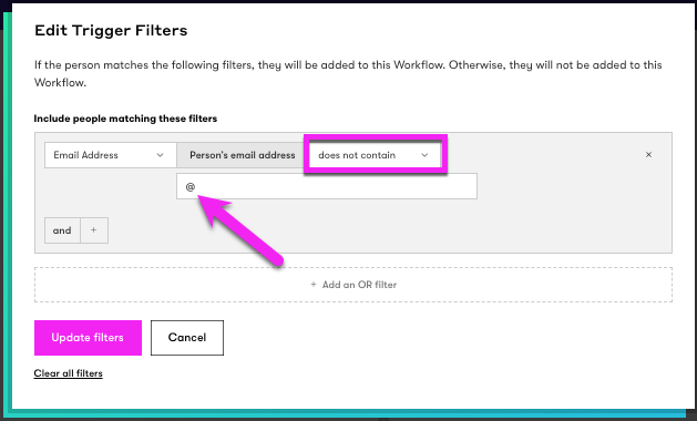 Trigger Filter prompt with filters for Email address > does not contain > @.png