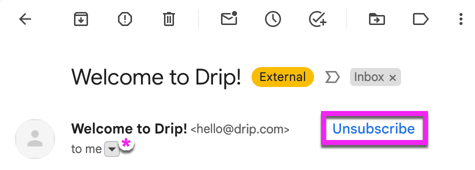 Unsubscribe header in subject line