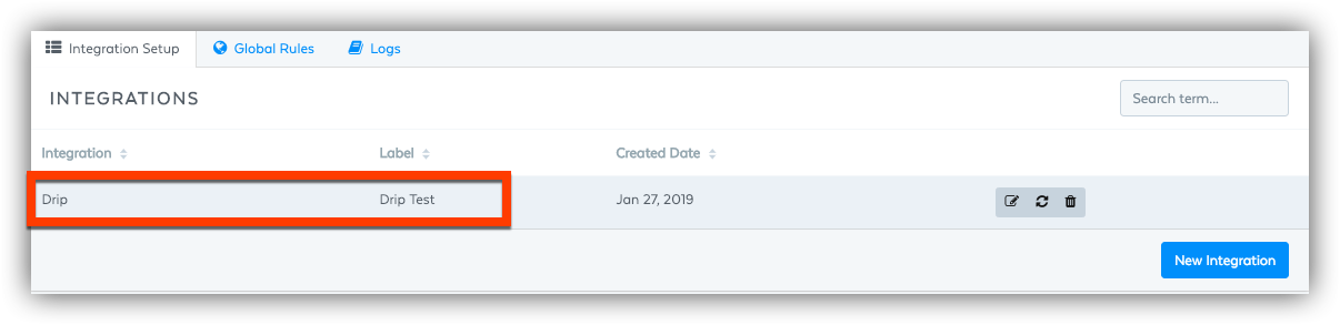 SamCart integration page showing the Drip integration successfully connected