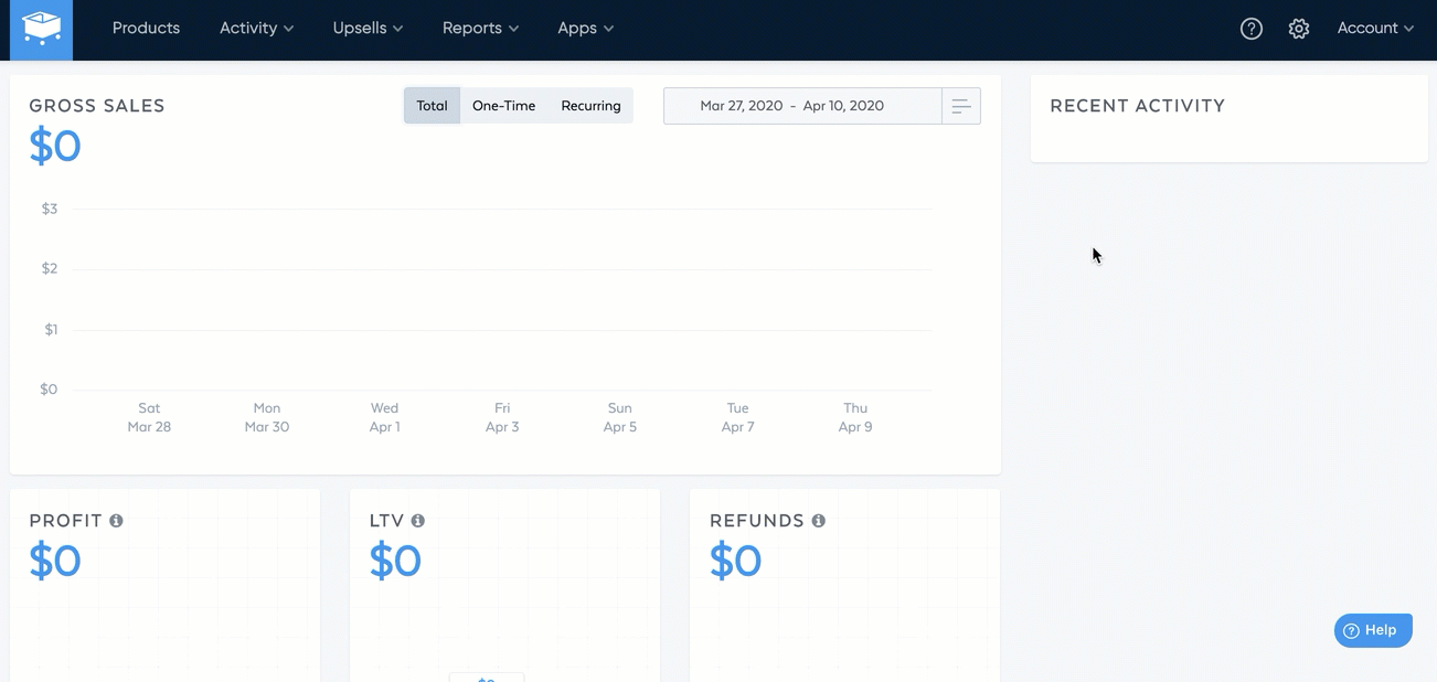 A gif of a person clicking on Setting and then Integration in the SamCart settings page
