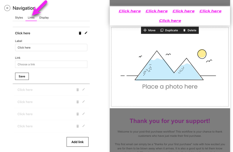 Under Navigation settings there is a tab called Links to edit the number of links, label, and url.