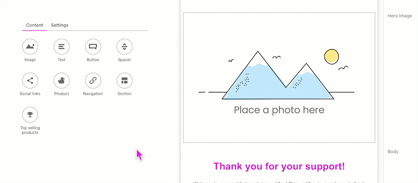 Selecting the Navigation node and placing it in the Campaign builder