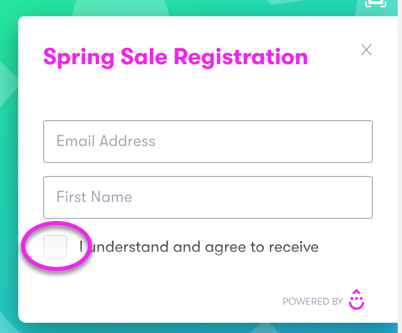 An example form showing the EU consent checkbox option