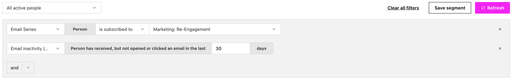 Segment AND filter in the active people page