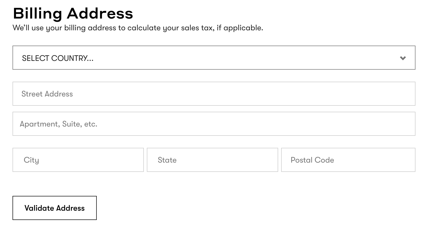 Billing Address Fields in the billing page